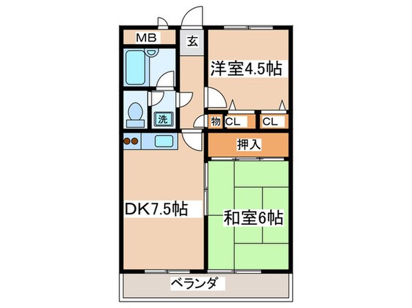 朝日プラザ西調布（４０５）の物件間取画像